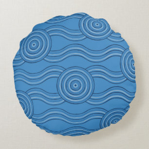 Aboriginal art ocean round cushion