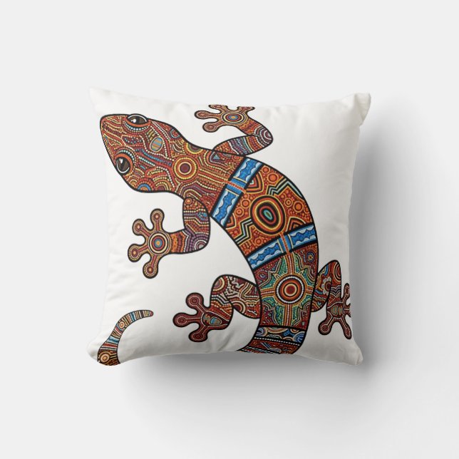 ABORIGINAL ART OF GECKO CUSHION (Front)