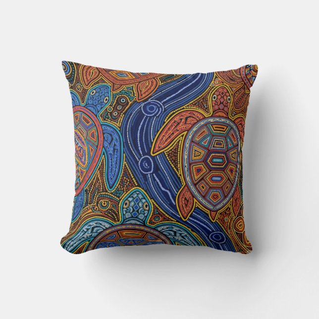 ABORIGINAL ART OF TURTLES CUSHION (Front)