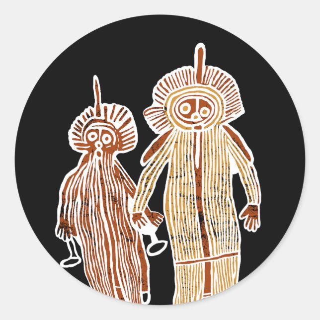aboriginal art petroglyph australia native symbol  classic round sticker (Front)