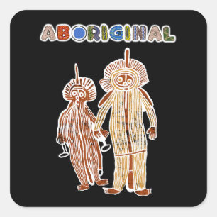 aboriginal art petroglyph square sticker