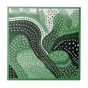 Aboriginal art style green 3 of 9 Ceramic Tile