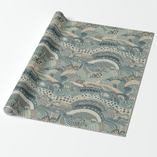 Aboriginal art style stripes wrapping paper