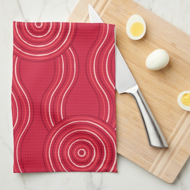 Aboriginal art waratah tea towel (Quarter Fold)