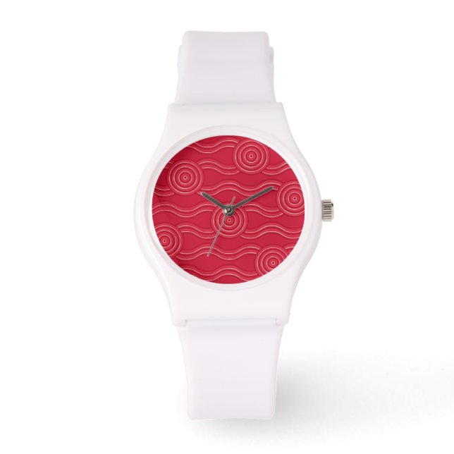 Aboriginal art waratah watch (Front)