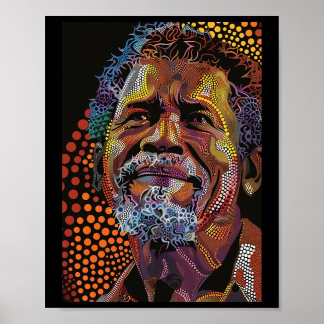 Aboriginal Australian Dot Art Portrait Artwork Of  Poster (Front)