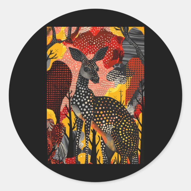 Aboriginal Australian Kangaroo Dot Art Roo Artwork Classic Round Sticker (Front)