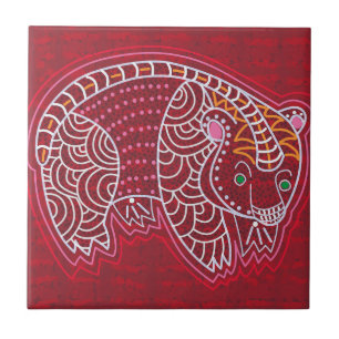 Aboriginal Bear Ceramic Tile