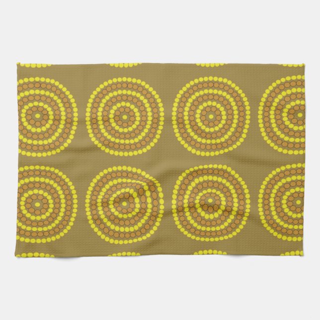 Aboriginal beige tea towel (Horizontal)