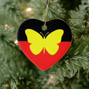 Aboriginal Butterfly Flag Ceramic Tree Decoration