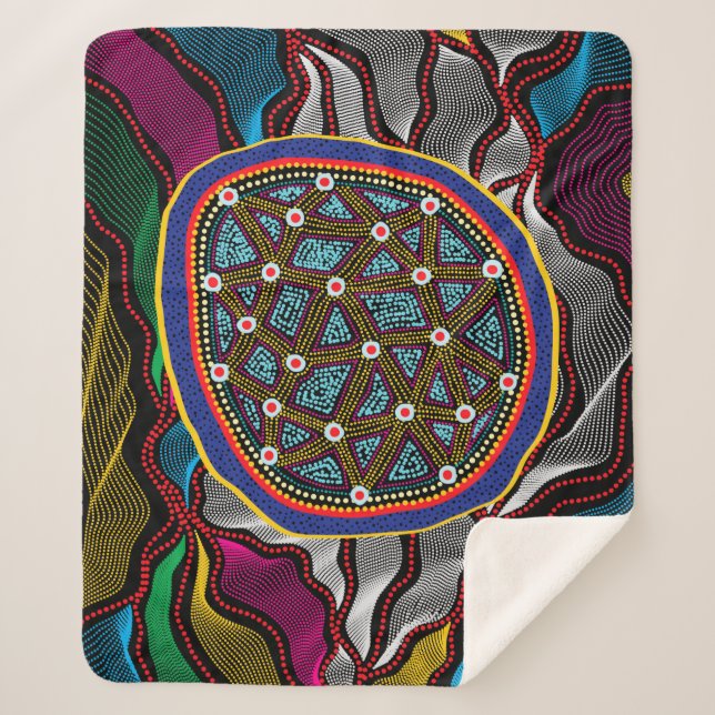 Aboriginal Design-15 Sherpa Blanket (Front)