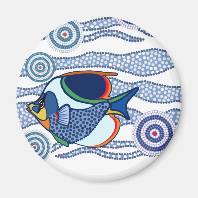 Aboriginal Dot Art Fish-01 Magnet (Front)