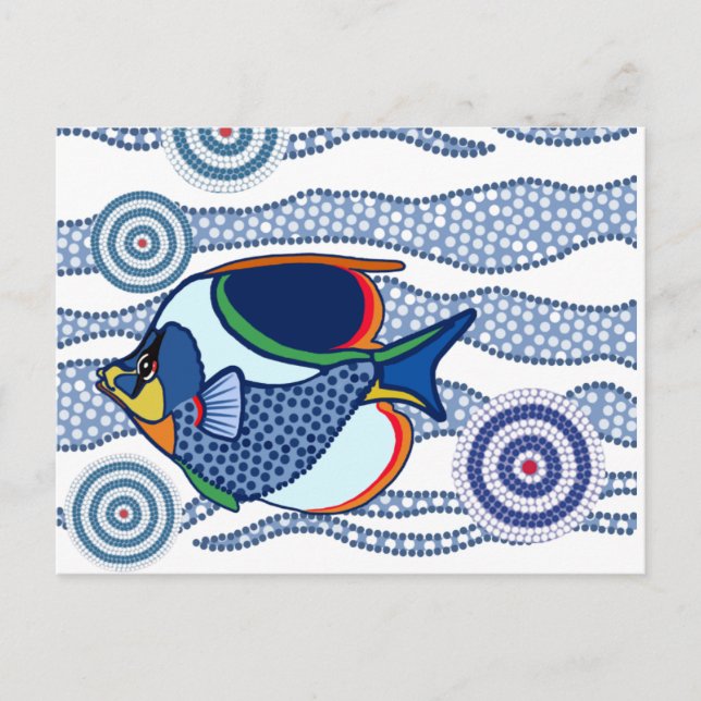 Aboriginal Dot Art Fish-01 Postcard (Front)