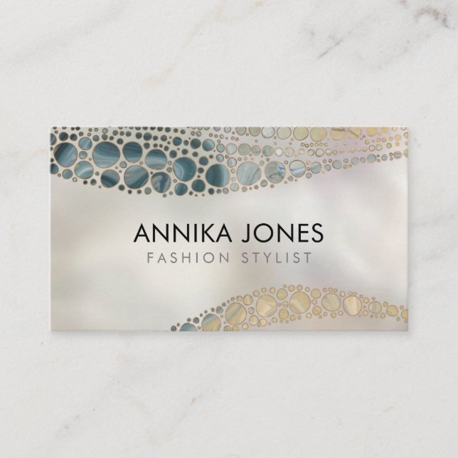 Aboriginal Dot Art style Marble Abstract Business Card (Front)