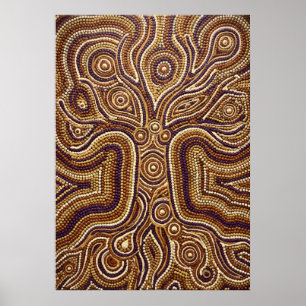 Aboriginal Dot Art Tree of Life Poster Earth Ton