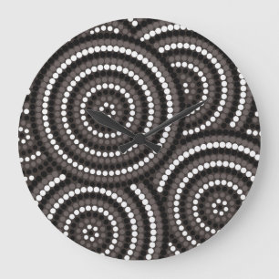 Aboriginal dot painting large clock