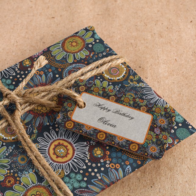 Aboriginal dot style flowers Gift Tag  (Creator Uploaded)