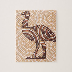 Aboriginal emu dot painting jigsaw puzzle