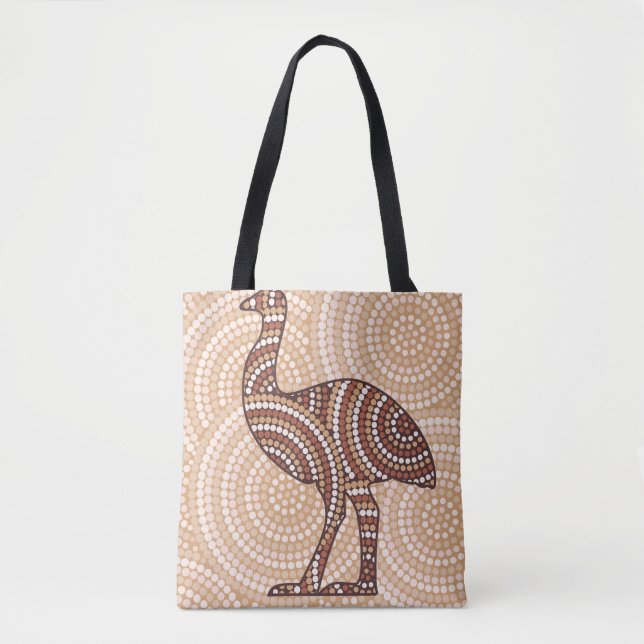 Aboriginal emu dot painting tote bag (Front)