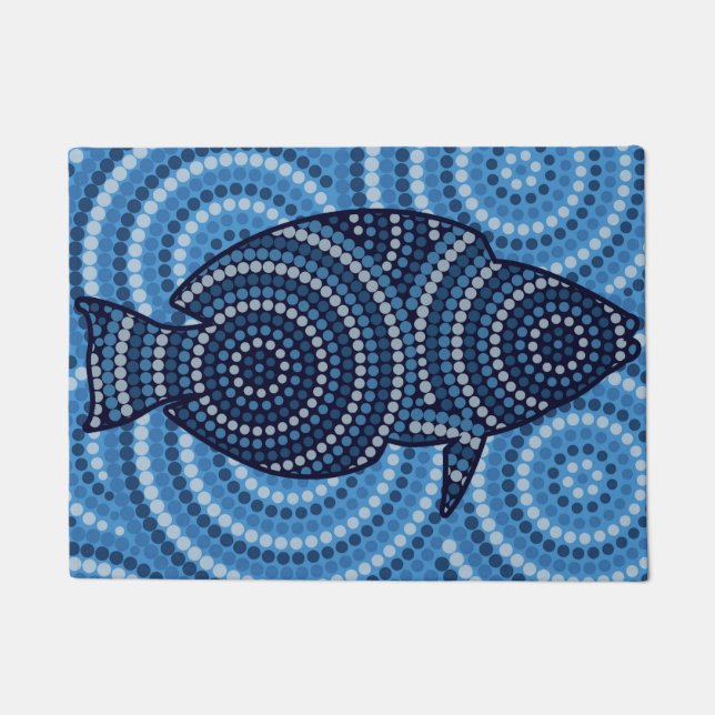 Aboriginal fish dot painting doormat (Front)
