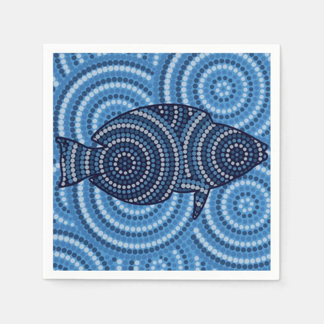 Aboriginal fish dot painting napkin (Front)