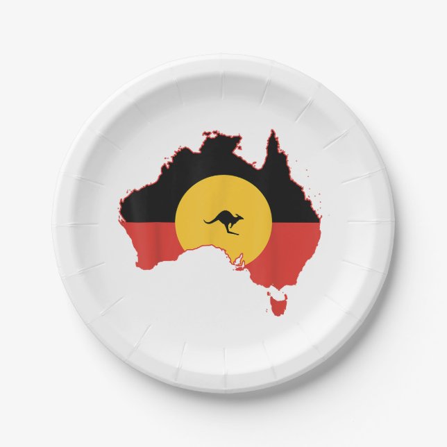 Aboriginal Flag T Shirt Australia Flag Gift for Au Paper Plate (Front)
