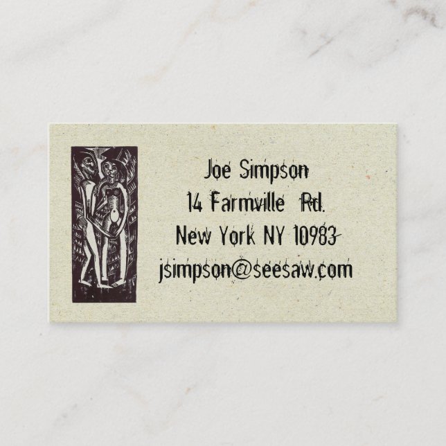 aboriginal ink woodcut business cards (Front)