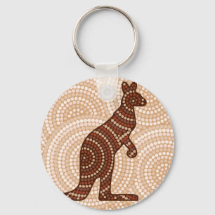 Aboriginal kangaroo dot painting key ring