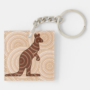 Aboriginal kangaroo dot painting key ring