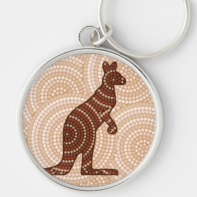 Aboriginal kangaroo dot painting key ring (Front)