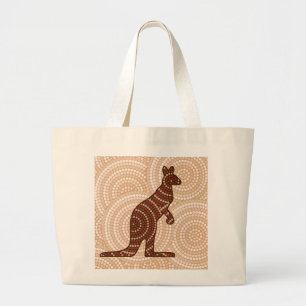 Aboriginal kangaroo dot painting large tote bag