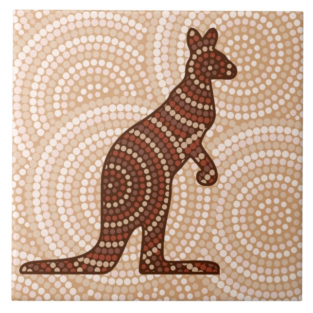 Aboriginal kangaroo dot painting tile (Front)