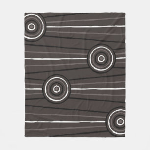 Aboriginal line and circle painting fleece blanket