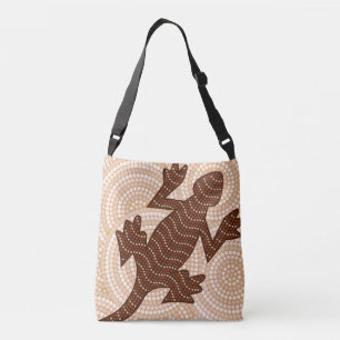 Aboriginal lizard dot painting crossbody bag