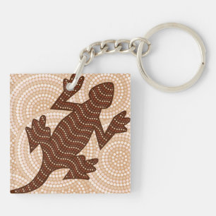 Aboriginal lizard dot painting key ring
