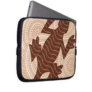 Aboriginal lizard dot painting laptop sleeve