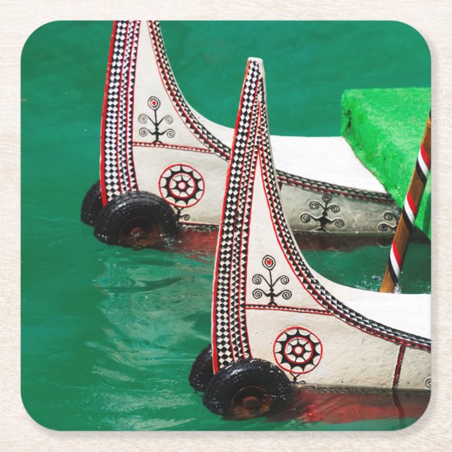 Aboriginal People's Canoe Square Paper Coaster (Front)