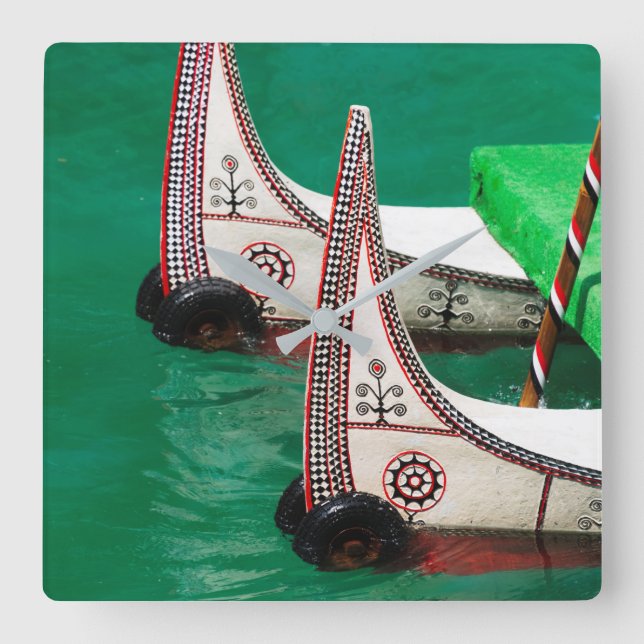 Aboriginal People's Canoe Square Wall Clock (Front)