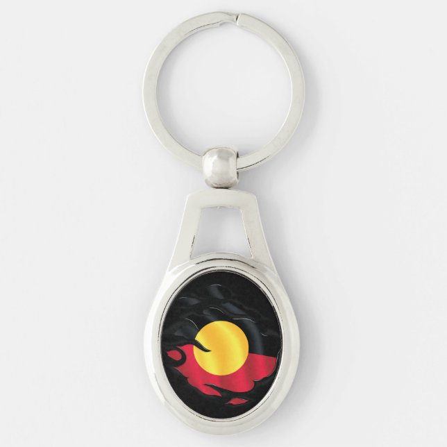 Aboriginal Ripped Flag Key Ring (Front)