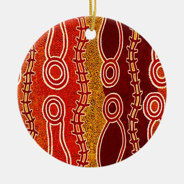 Aboriginal Serpents . Ceramic Tree Decoration (Front)