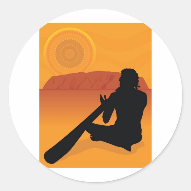 Aboriginal Silhouette Classic Round Sticker (Front)