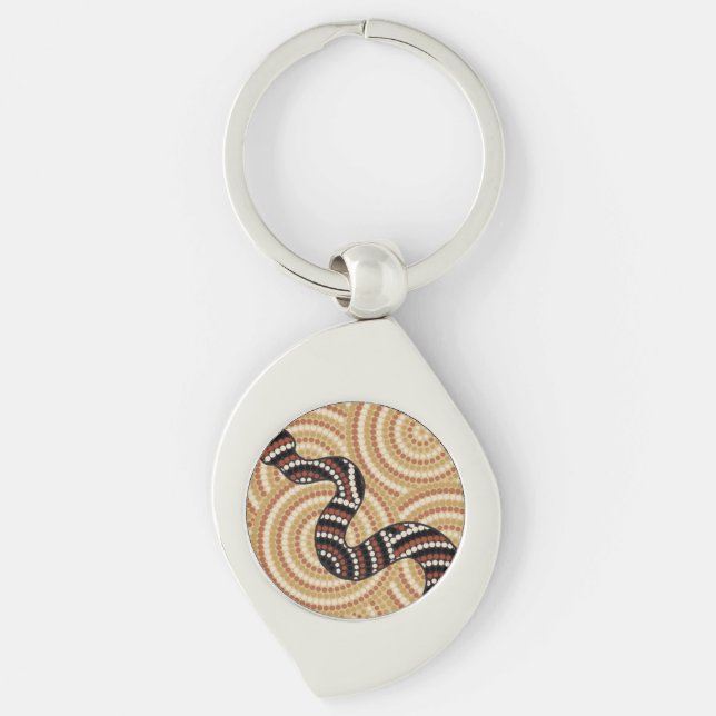 Aboriginal snake dot painting key ring (Front)