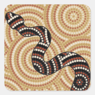 Aboriginal snake dot painting square sticker
