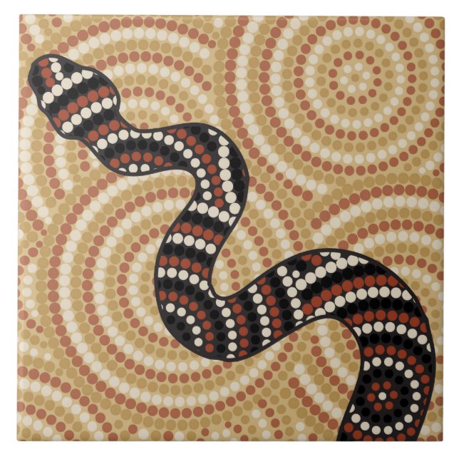 Aboriginal snake dot painting tile (Front)