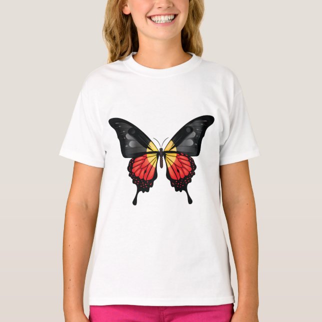 Aboriginal Swallowtail Butterfly Flag Sticker T-Shirt (Front)