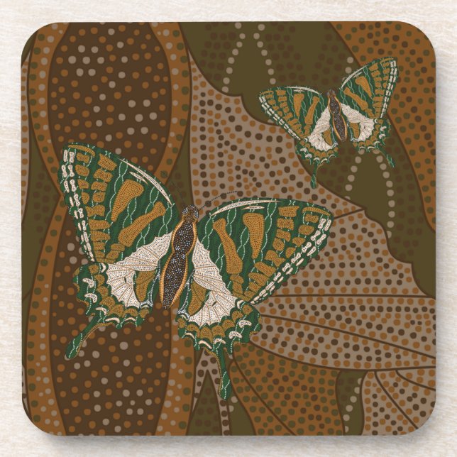 Aboriginal Swallowtail Square Coaster (Front)