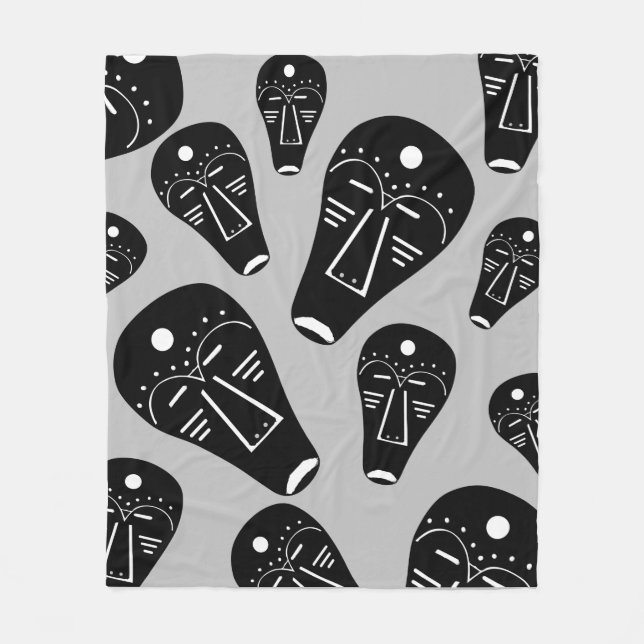 Aboriginal tribal abstract face tattoo art fleece blanket (Front)