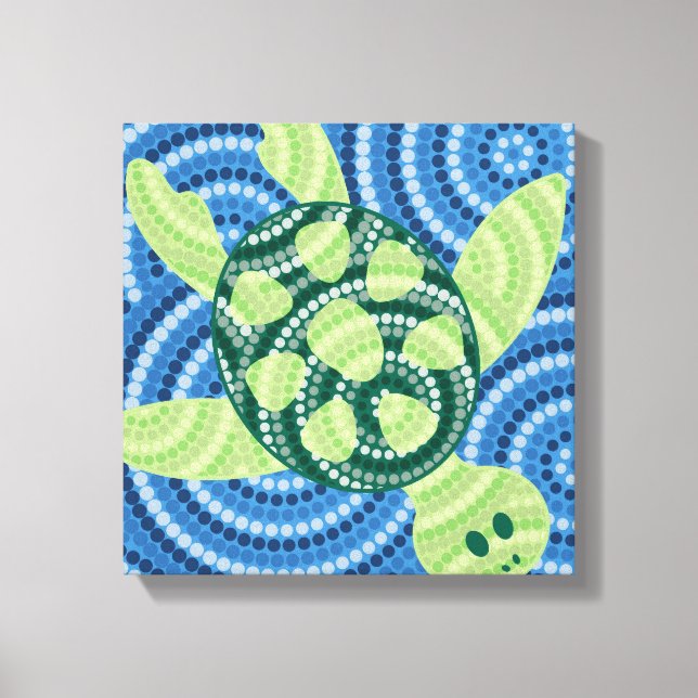Aboriginal turtle dot painting canvas print (Front)