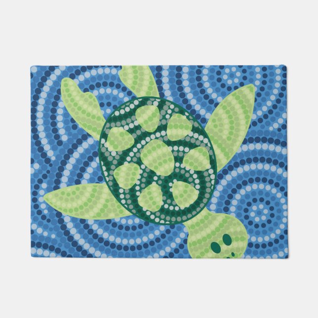 Aboriginal turtle dot painting doormat (Front)