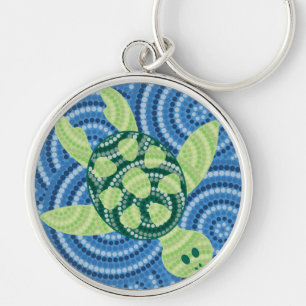 Aboriginal turtle dot painting key ring